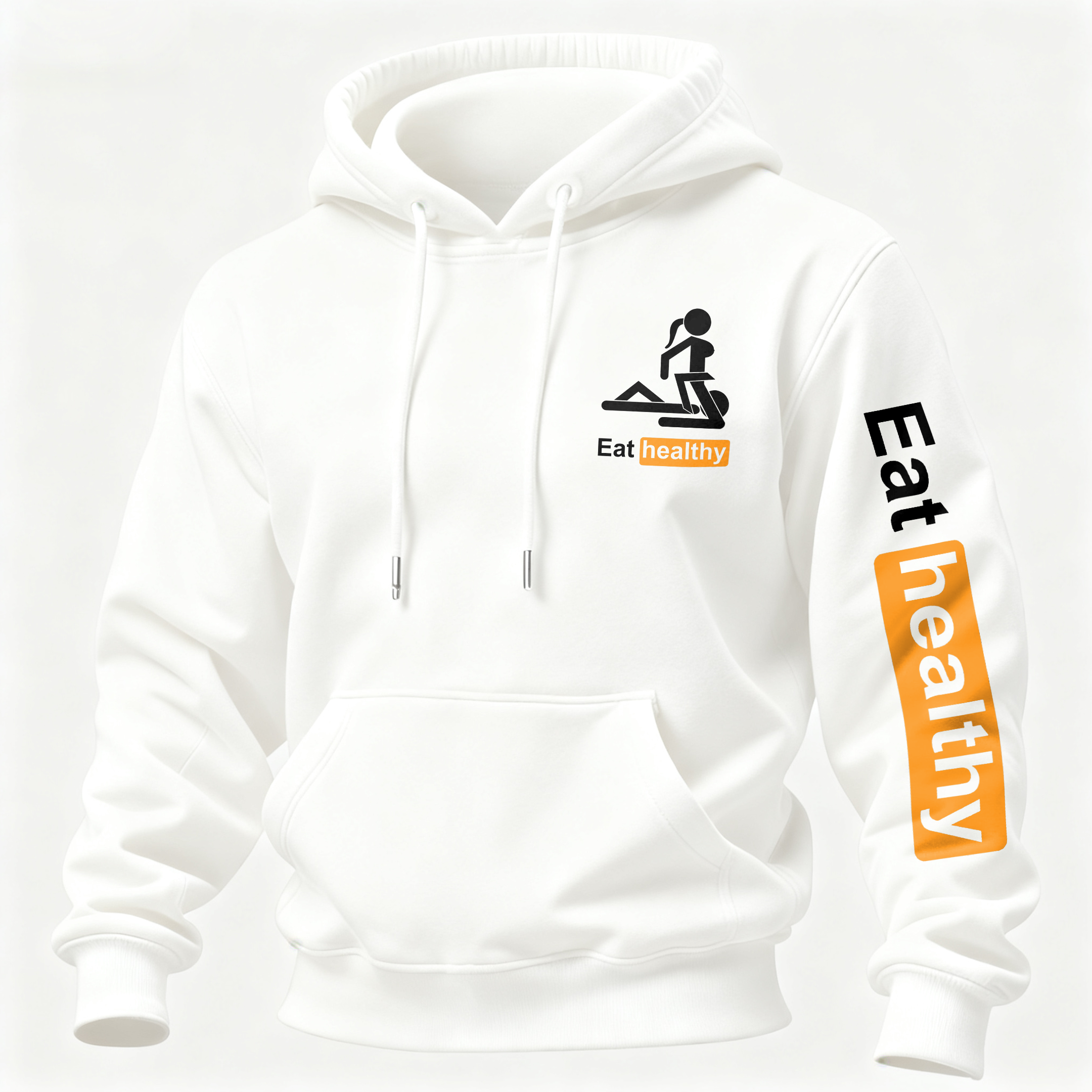 Eat Healthy Printed Fleece-lined Unisex Hoodie