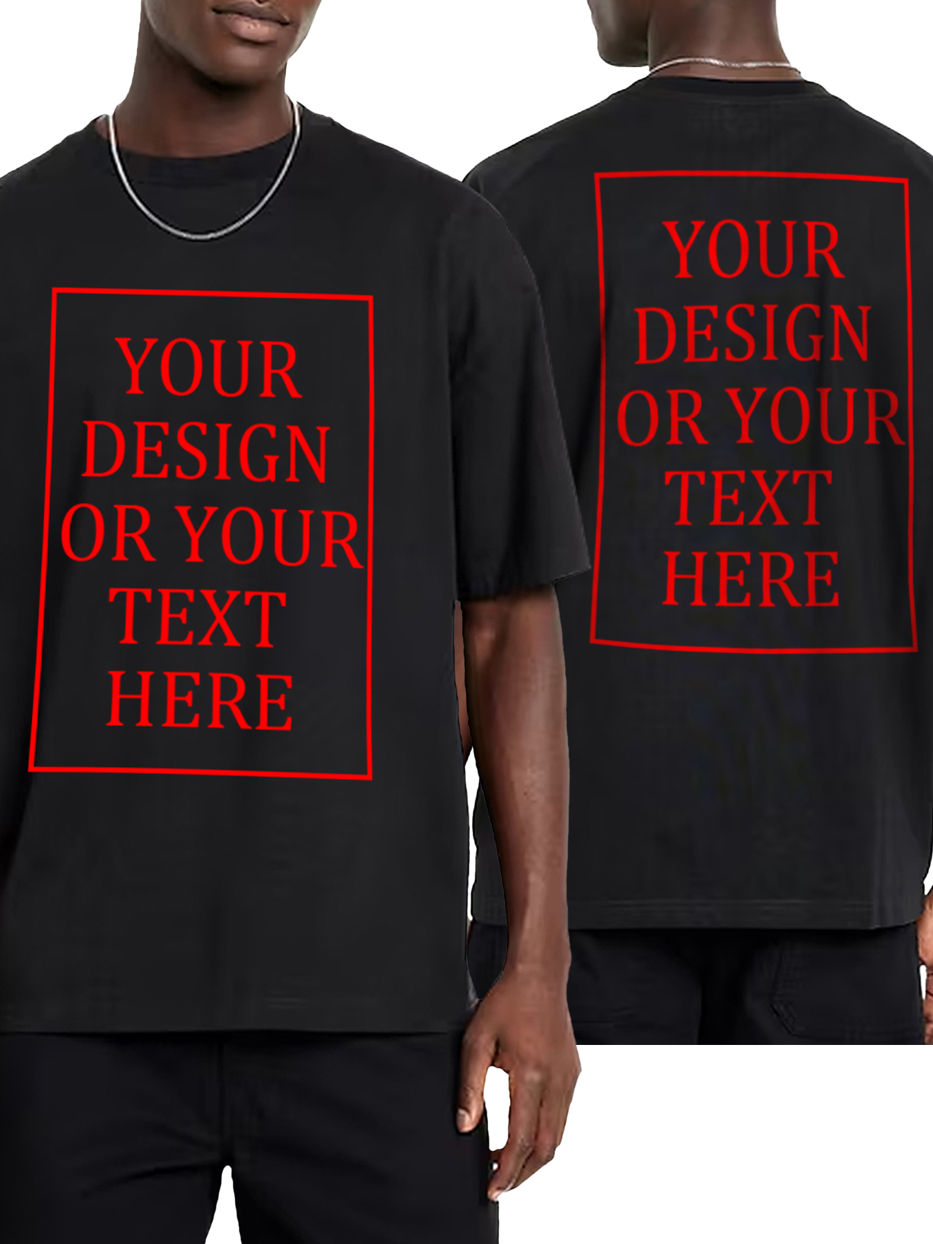  Customizable Men's T-shirts - Add your own photos/patterns/text designs | 100% Cotton  | Machine washable crew neck short-sleeved, suitable for summer, Valentine's Day and holiday gifts, personalized T-shirts