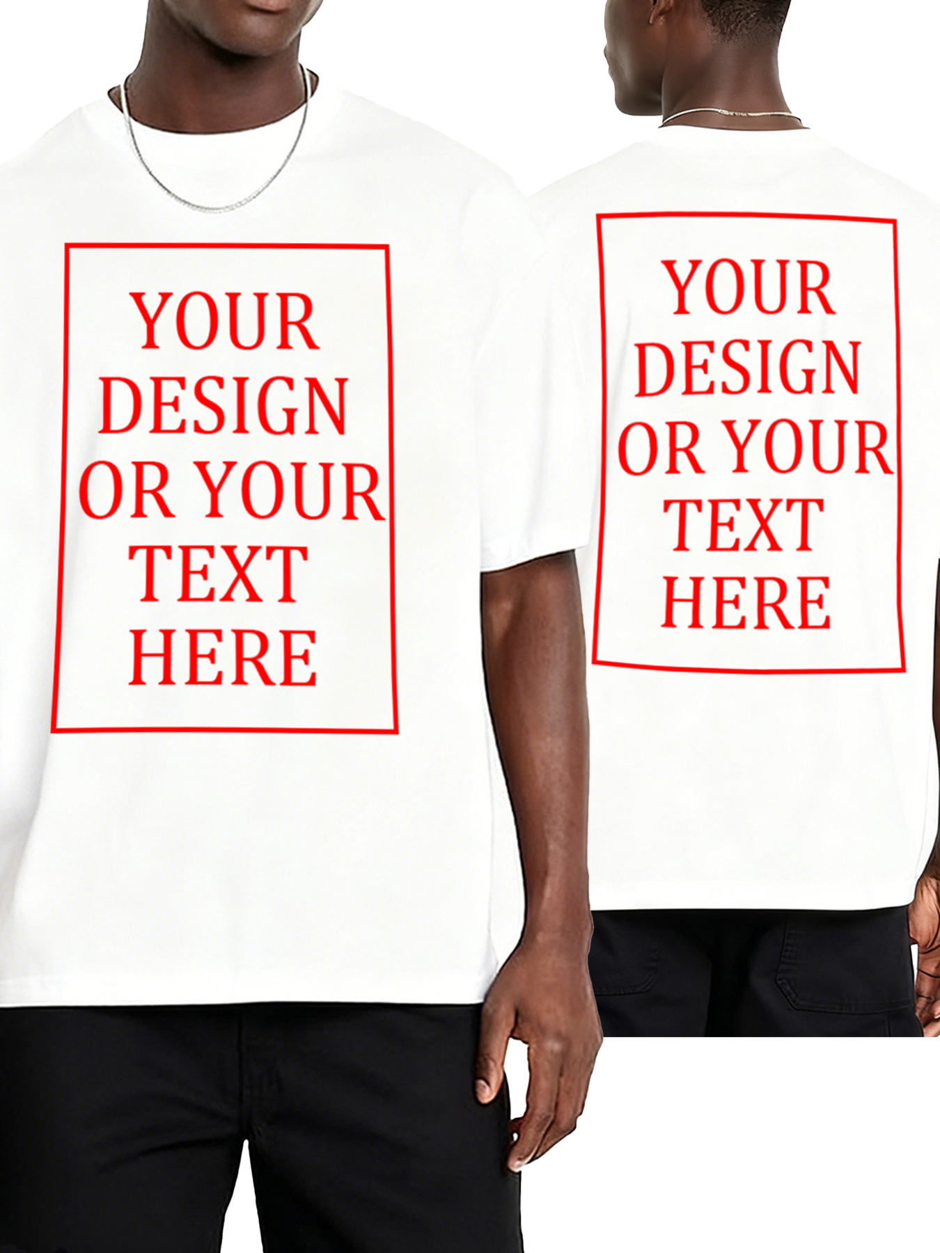 Customizable Men's T-shirts - Add your own photos/patterns/text designs | 100% Cotton | Machine washable crew neck short-sleeved, suitable for summer, Valentine's Day and holiday gifts, personalized T-shirts