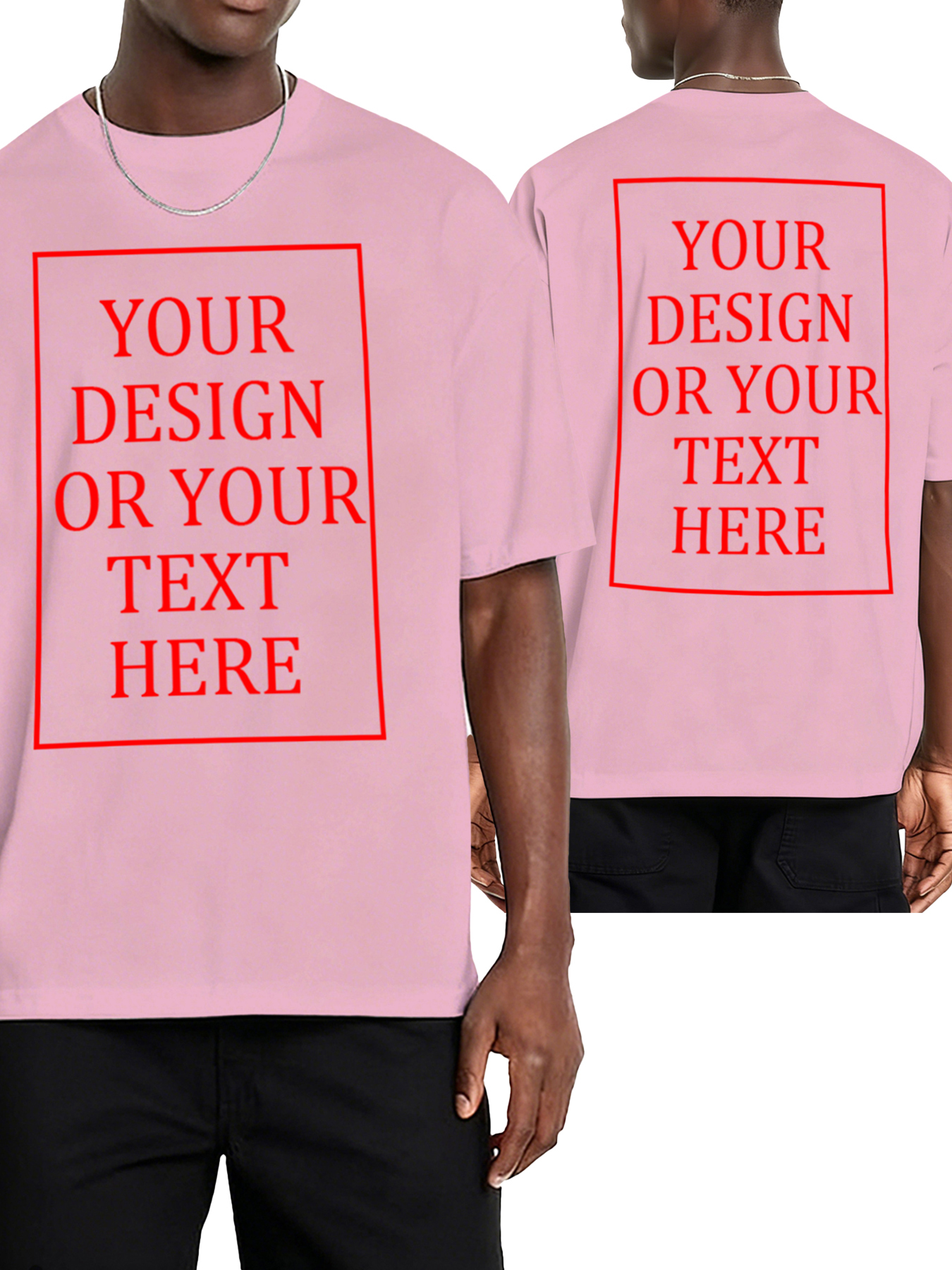  Customizable Men's T-shirts - Add your own photos/patterns/text designs | 100% Cotton  | Machine washable crew neck short-sleeved, suitable for summer, Valentine's Day and holiday gifts, personalized T-shirts