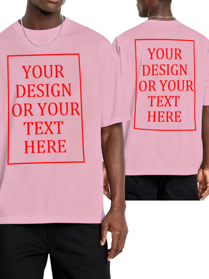  Customizable Men's T-shirts - Add your own photos/patterns/text designs | 100% Cotton  | Machine washable crew neck short-sleeved, suitable for summer, Valentine's Day and holiday gifts, personalized T-shirts