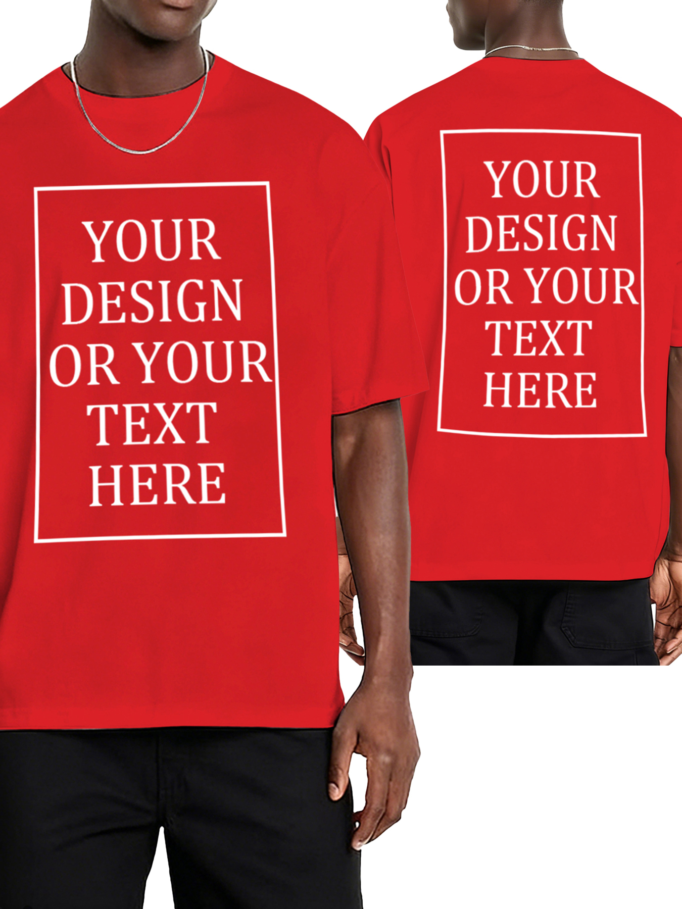  Customizable Men's T-shirts - Add your own photos/patterns/text designs | 100% Cotton  | Machine washable crew neck short-sleeved, suitable for summer, Valentine's Day and holiday gifts, personalized T-shirts