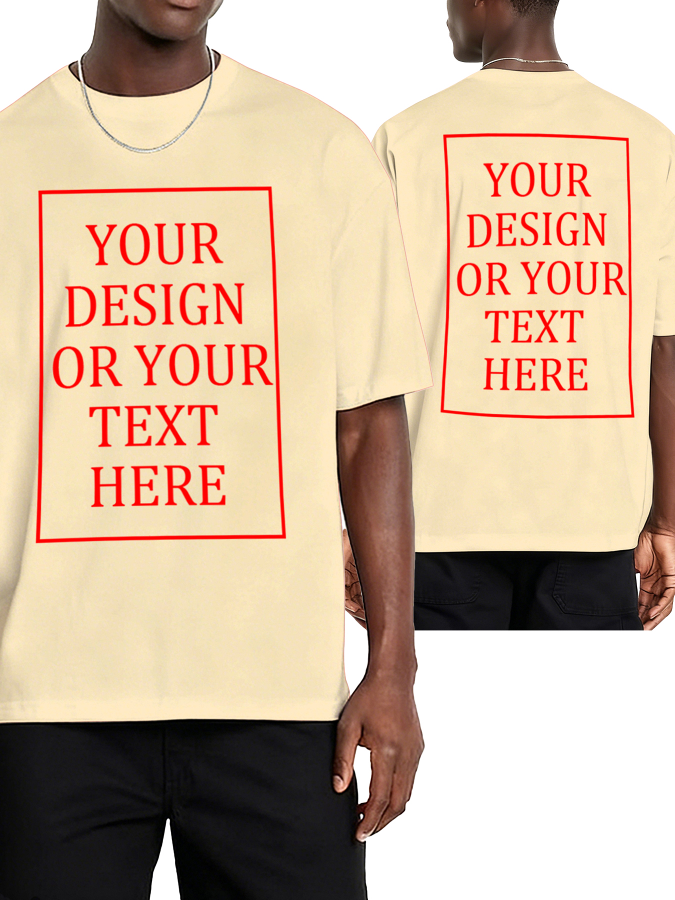  Customizable Men's T-shirts - Add your own photos/patterns/text designs | 100% Cotton  | Machine washable crew neck short-sleeved, suitable for summer, Valentine's Day and holiday gifts, personalized T-shirts