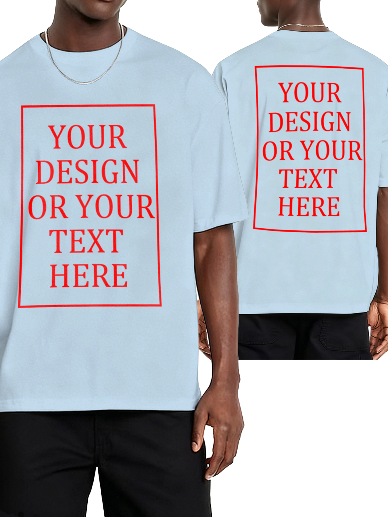  Customizable Men's T-shirts - Add your own photos/patterns/text designs | 100% Cotton  | Machine washable crew neck short-sleeved, suitable for summer, Valentine's Day and holiday gifts, personalized T-shirts