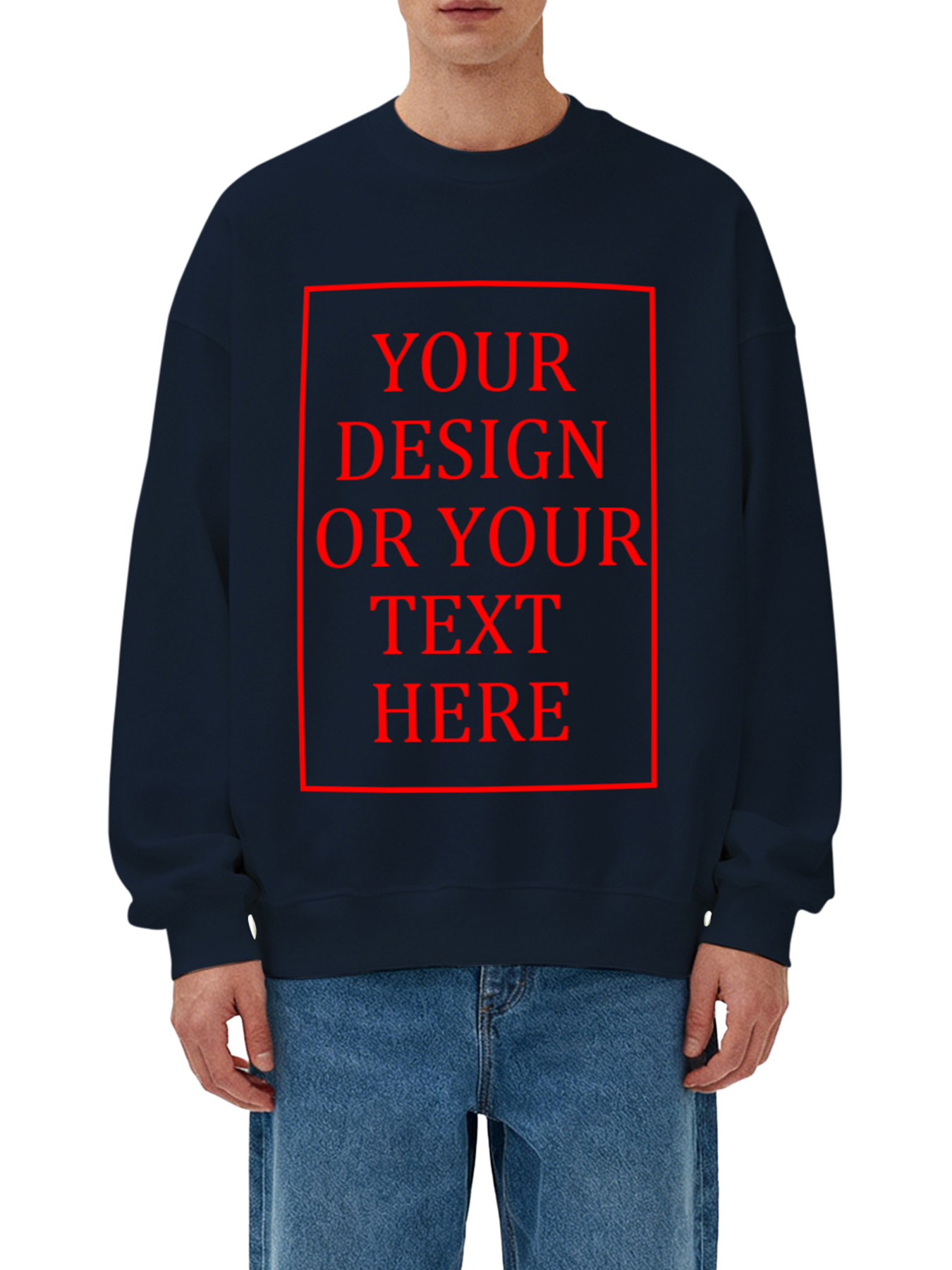 Customizable Men's Crew Neck Sweatshirt - Add your own photo/pattern/text design, machine washable crew neck sweatshirt, suitable for autumn/winter, Valentine's Day and holiday gifts, personalized sweatshirt