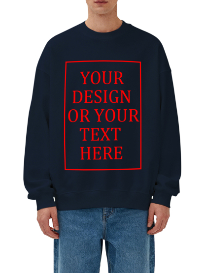 Customizable Men's Crew Neck Sweatshirt - Add your own photo/pattern/text design, machine washable crew neck sweatshirt, suitable for autumn/winter, Valentine's Day and holiday gifts, personalized sweatshirt