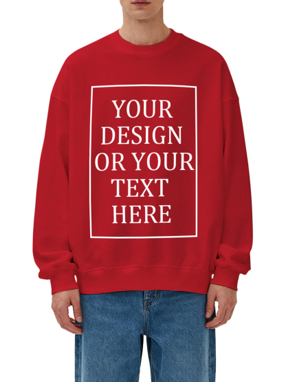 Customizable Men's Crew Neck Sweatshirt - Add your own photo/pattern/text design, machine washable crew neck sweatshirt, suitable for autumn/winter, Valentine's Day and holiday gifts, personalized sweatshirt
