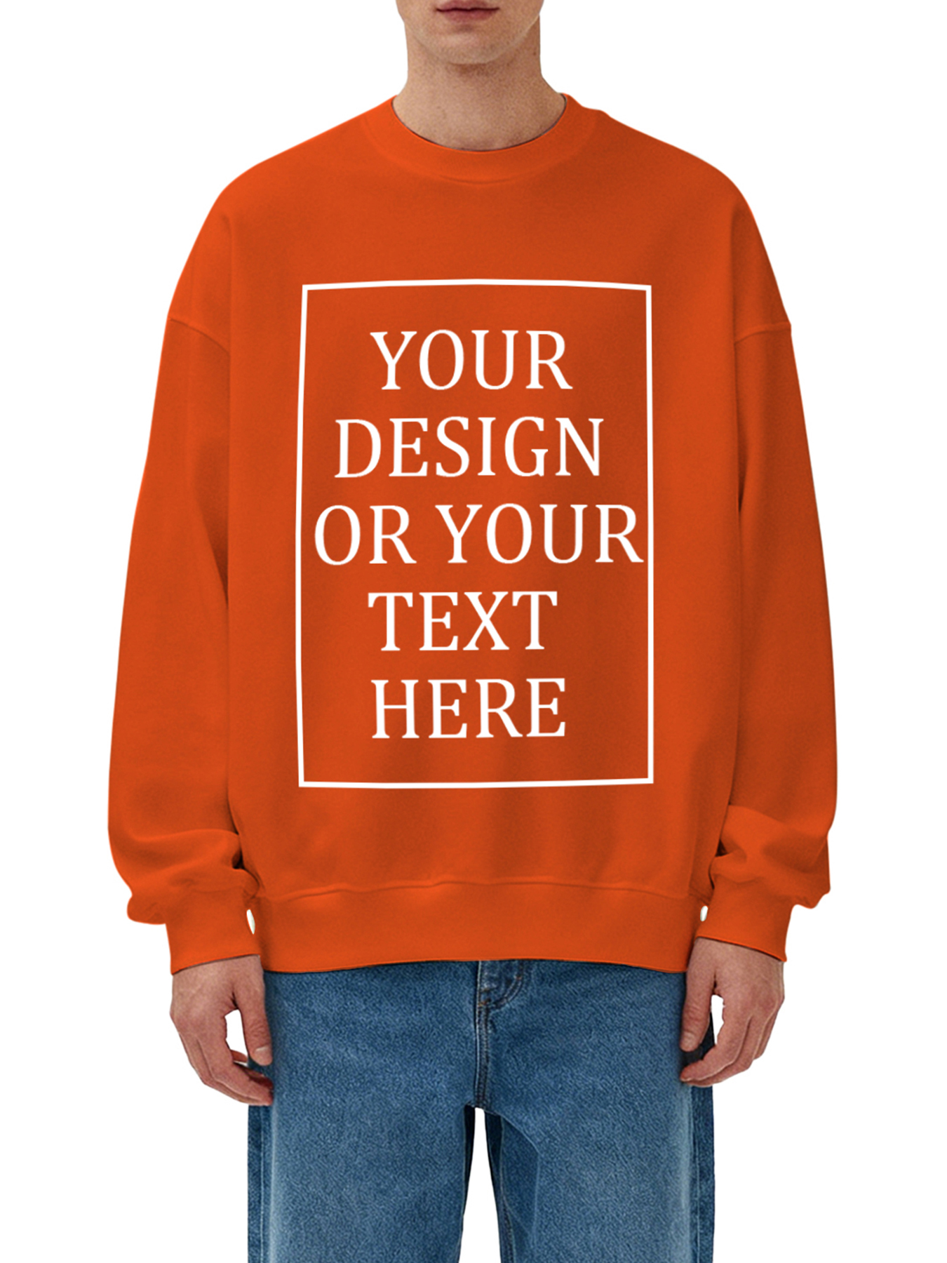 Customizable Men's Crew Neck Sweatshirt - Add your own photo/pattern/text design, machine washable crew neck sweatshirt, suitable for autumn/winter, Valentine's Day and holiday gifts, personalized sweatshirt