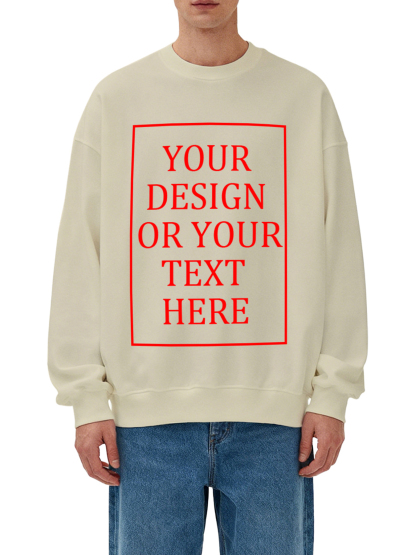 Customizable Men's Crew Neck Sweatshirt - Add your own photo/pattern/text design, machine washable crew neck sweatshirt, suitable for autumn/winter, Valentine's Day and holiday gifts, personalized sweatshirt
