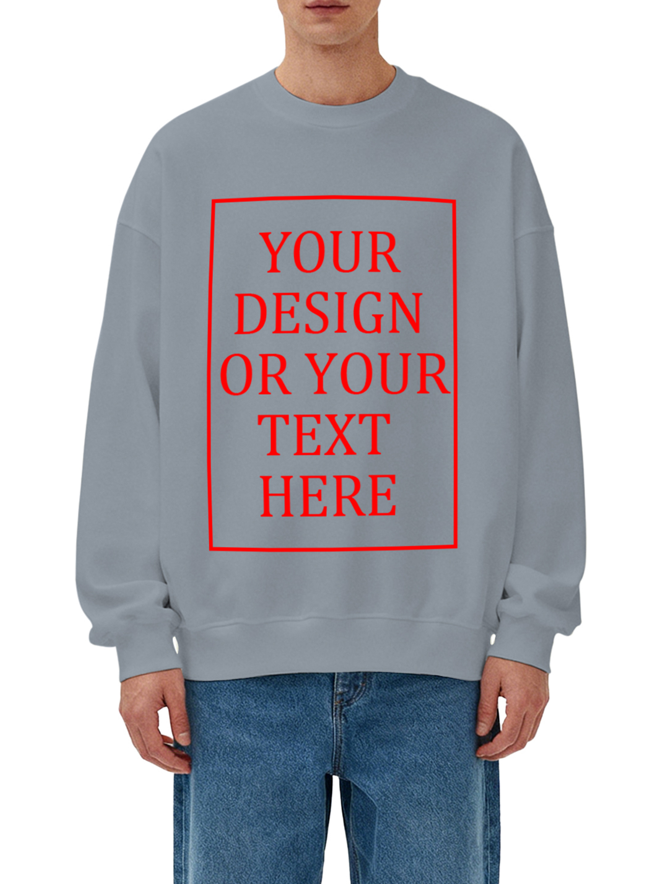 Customizable Men's Crew Neck Sweatshirt - Add your own photo/pattern/text design, machine washable crew neck sweatshirt, suitable for autumn/winter, Valentine's Day and holiday gifts, personalized sweatshirt