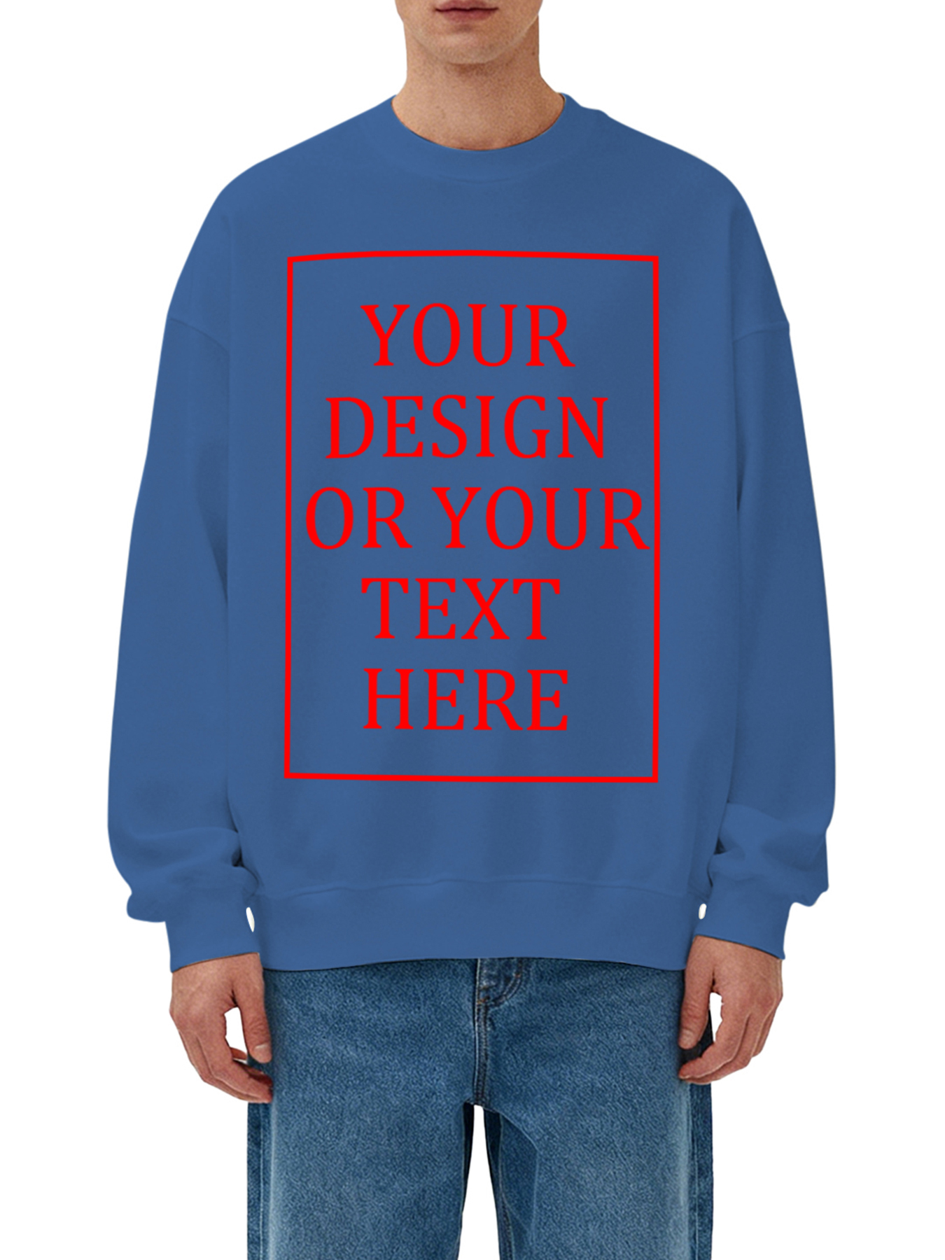 Customizable Men's Crew Neck Sweatshirt - Add your own photo/pattern/text design, machine washable crew neck sweatshirt, suitable for autumn/winter, Valentine's Day and holiday gifts, personalized sweatshirt