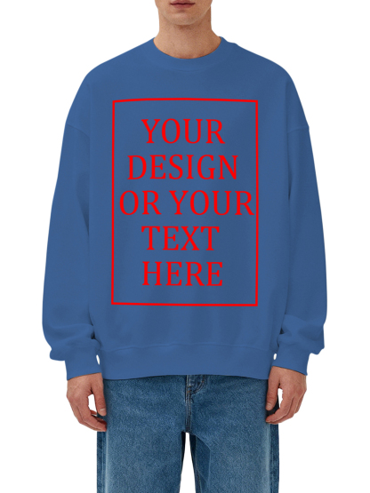 Customizable Men's Crew Neck Sweatshirt - Add your own photo/pattern/text design, machine washable crew neck sweatshirt, suitable for autumn/winter, Valentine's Day and holiday gifts, personalized sweatshirt