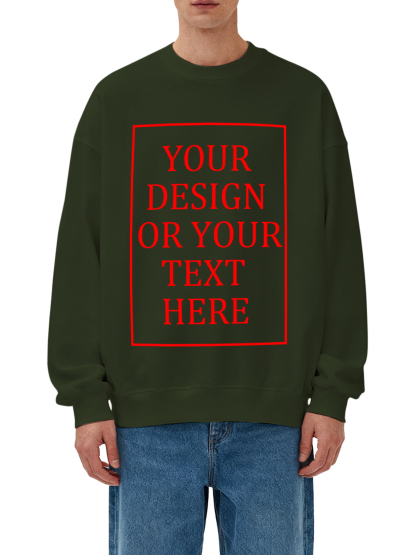 Customizable Men's Crew Neck Sweatshirt - Add your own photo/pattern/text design, machine washable crew neck sweatshirt, suitable for autumn/winter, Valentine's Day and holiday gifts, personalized sweatshirt