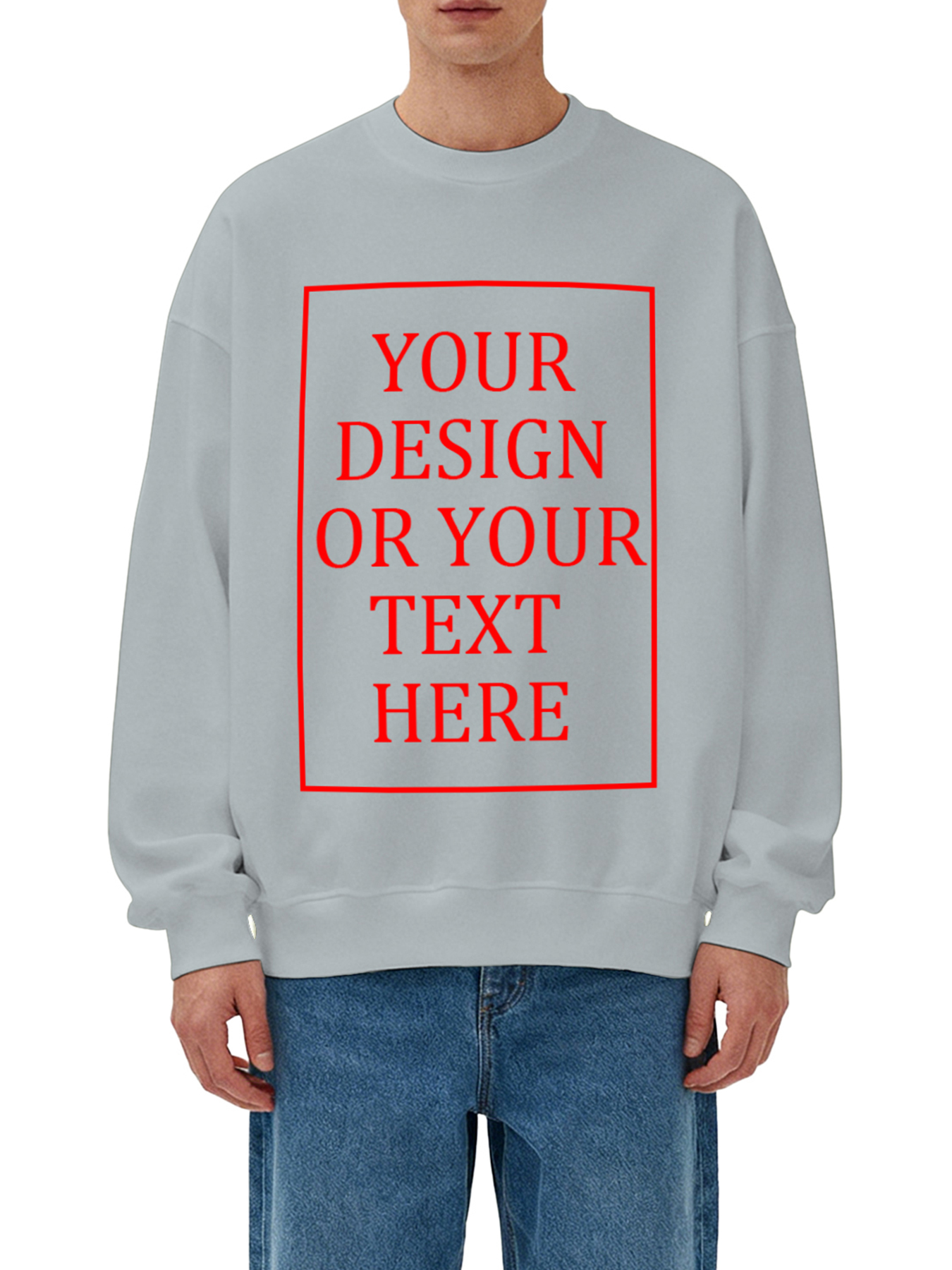 Customizable Men's Crew Neck Sweatshirt - Add your own photo/pattern/text design, machine washable crew neck sweatshirt, suitable for autumn/winter, Valentine's Day and holiday gifts, personalized sweatshirt