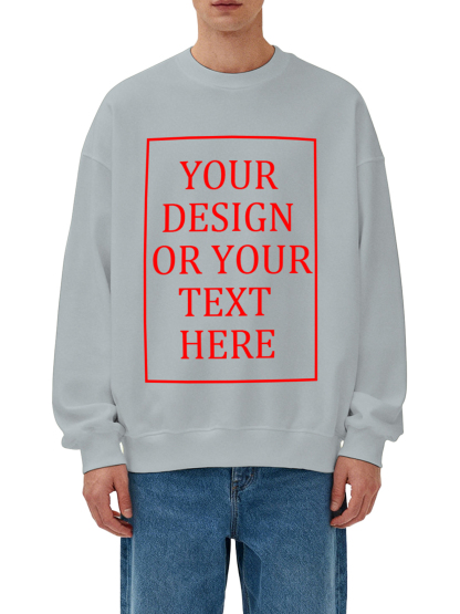 Customizable Men's Crew Neck Sweatshirt - Add your own photo/pattern/text design, machine washable crew neck sweatshirt, suitable for autumn/winter, Valentine's Day and holiday gifts, personalized sweatshirt