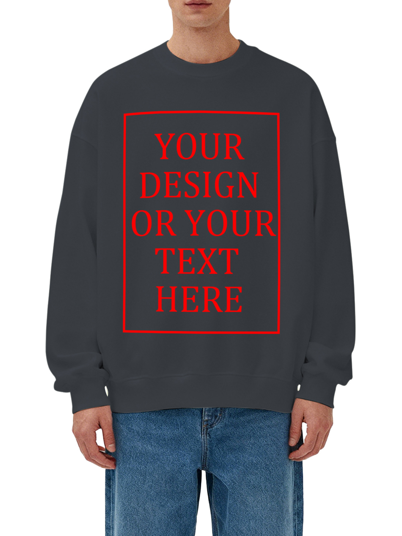 Customizable Men's Crew Neck Sweatshirt - Add your own photo/pattern/text design, machine washable crew neck sweatshirt, suitable for autumn/winter, Valentine's Day and holiday gifts, personalized sweatshirt