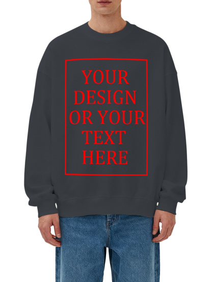 Customizable Men's Crew Neck Sweatshirt - Add your own photo/pattern/text design, machine washable crew neck sweatshirt, suitable for autumn/winter, Valentine's Day and holiday gifts, personalized sweatshirt