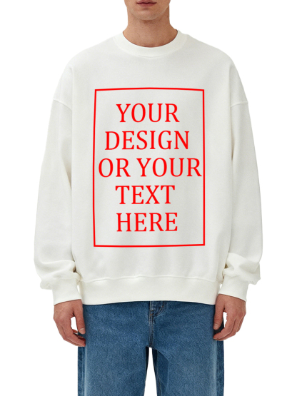 Customizable Men's Crew Neck Sweatshirt - Add your own photo/pattern/text design, machine washable crew neck sweatshirt, suitable for autumn/winter, Valentine's Day and holiday gifts, personalized sweatshirt
