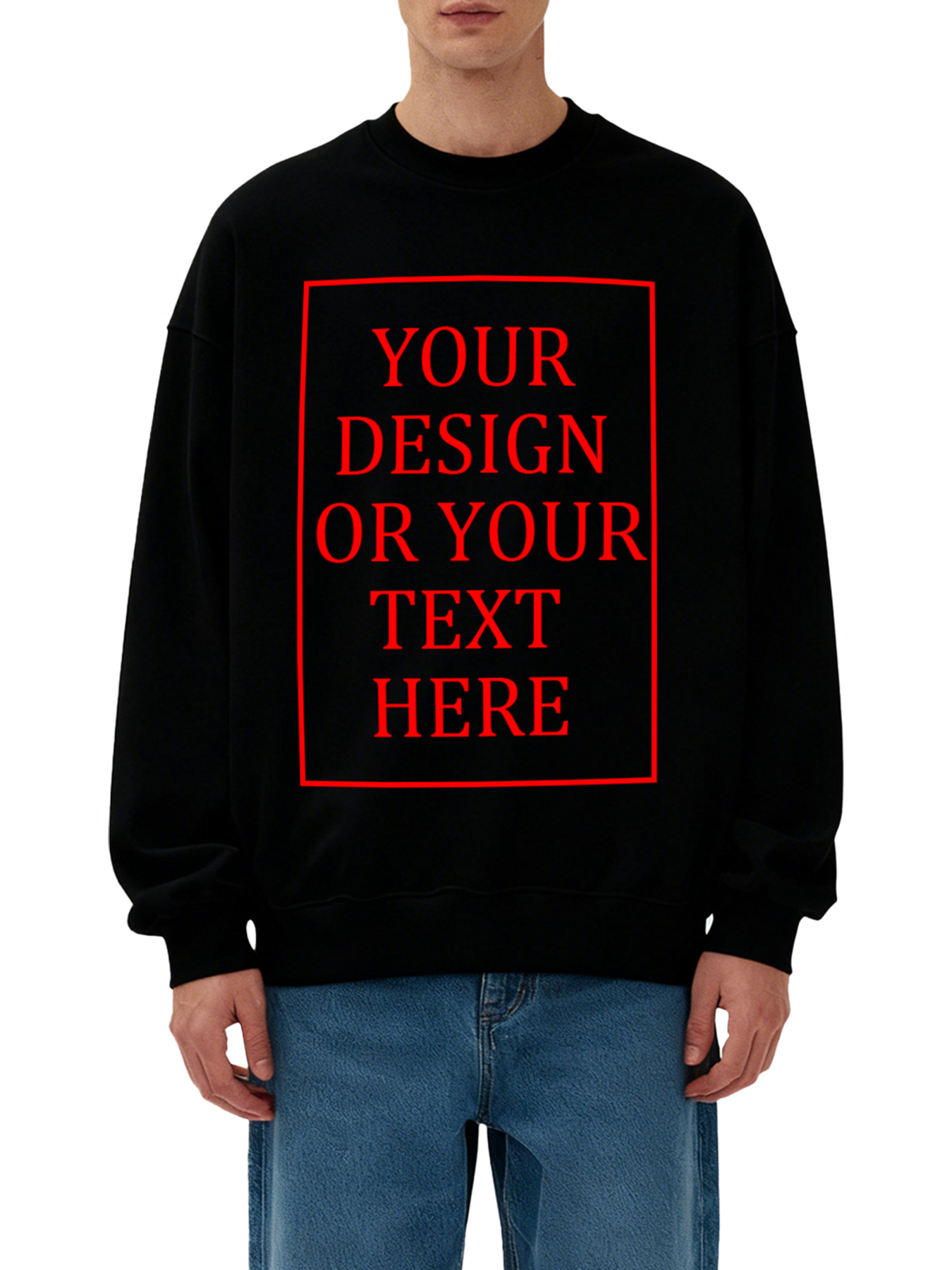 Customizable Men's Crew Neck Sweatshirt - Add your own photo/pattern/text design, machine washable crew neck sweatshirt, suitable for autumn/winter, Valentine's Day and holiday gifts, personalized sweatshirt