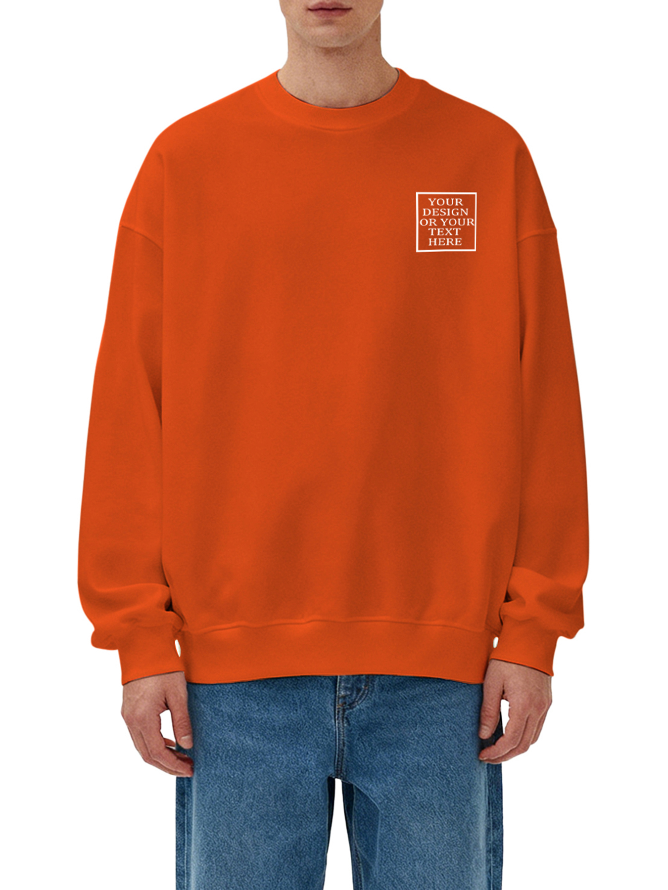 Customizable Men's Crew Neck Sweatshirt - Add your own photo/pattern/text design, machine washable crew neck sweatshirt, suitable for autumn/winter, Valentine's Day and holiday gifts, personalized sweatshirt