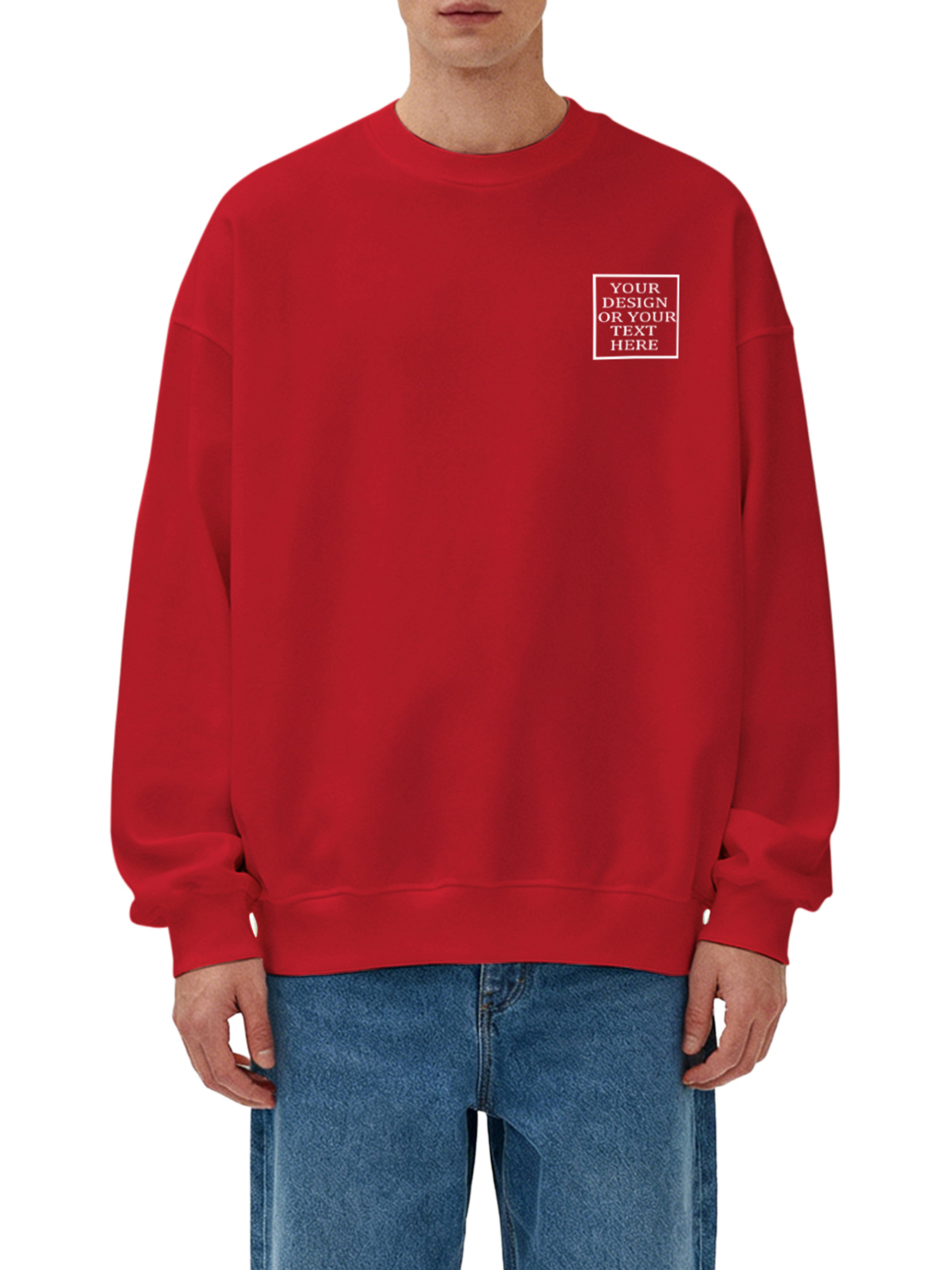 Customizable Men's Crew Neck Sweatshirt - Add your own photo/pattern/text design, machine washable crew neck sweatshirt, suitable for autumn/winter, Valentine's Day and holiday gifts, personalized sweatshirt