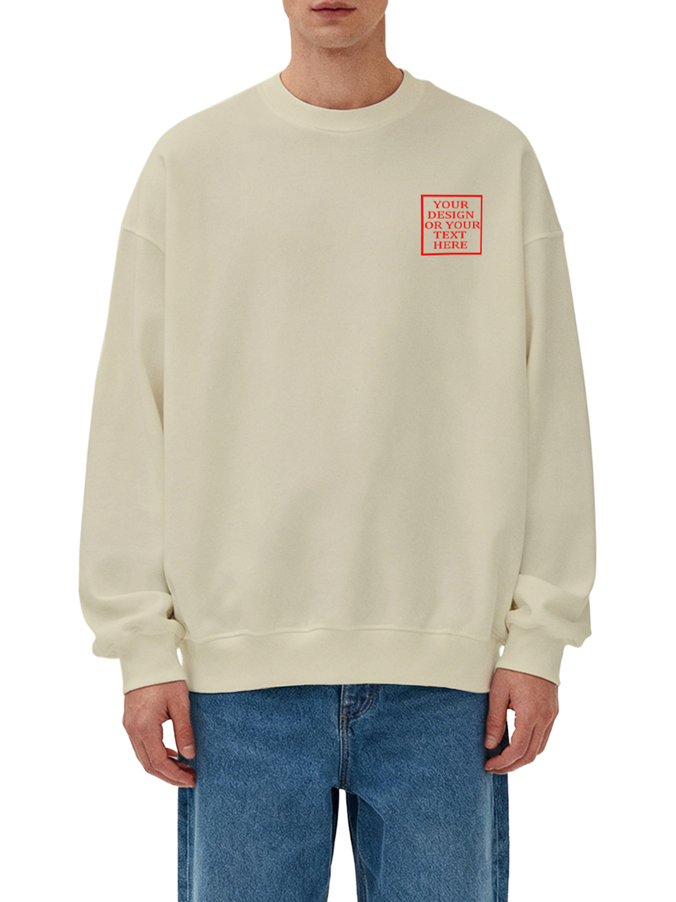 Customizable Men's Crew Neck Sweatshirt - Add your own photo/pattern/text design, machine washable crew neck sweatshirt, suitable for autumn/winter, Valentine's Day and holiday gifts, personalized sweatshirt