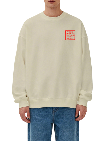 Customizable Men's Crew Neck Sweatshirt - Add your own photo/pattern/text design, machine washable crew neck sweatshirt, suitable for autumn/winter, Valentine's Day and holiday gifts, personalized sweatshirt