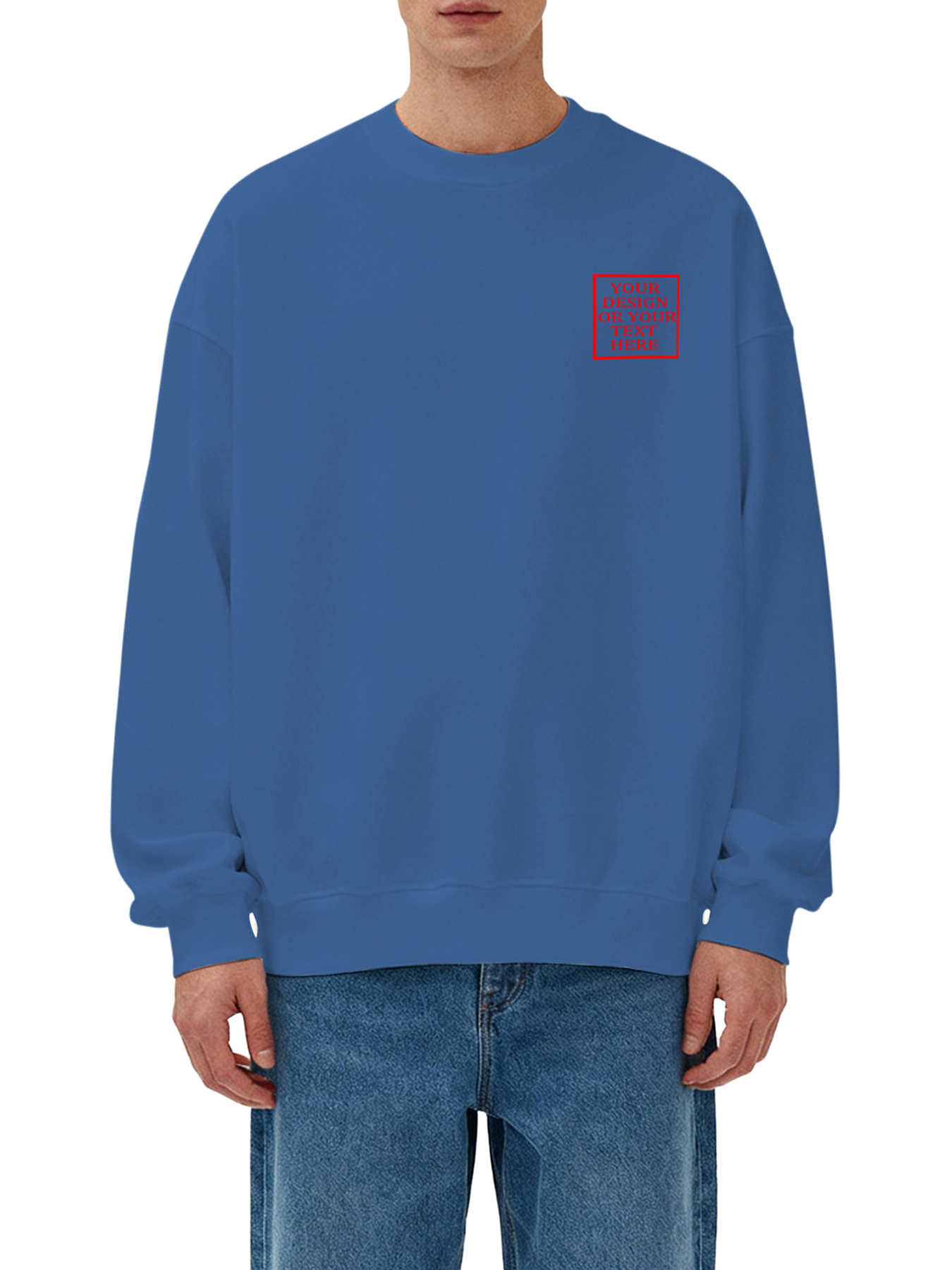 Customizable Men's Crew Neck Sweatshirt - Add your own photo/pattern/text design, machine washable crew neck sweatshirt, suitable for autumn/winter, Valentine's Day and holiday gifts, personalized sweatshirt