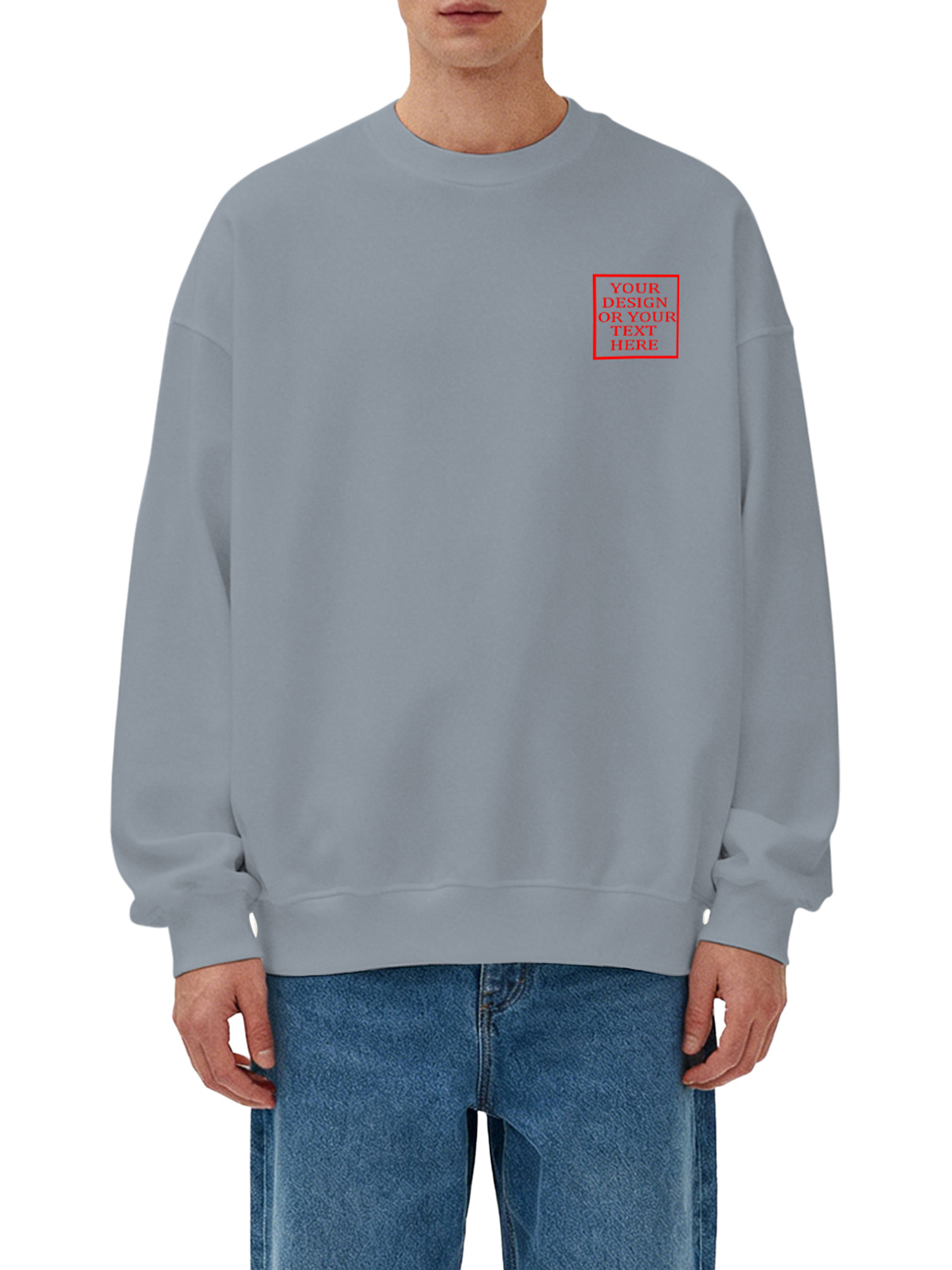 Customizable Men's Crew Neck Sweatshirt - Add your own photo/pattern/text design, machine washable crew neck sweatshirt, suitable for autumn/winter, Valentine's Day and holiday gifts, personalized sweatshirt