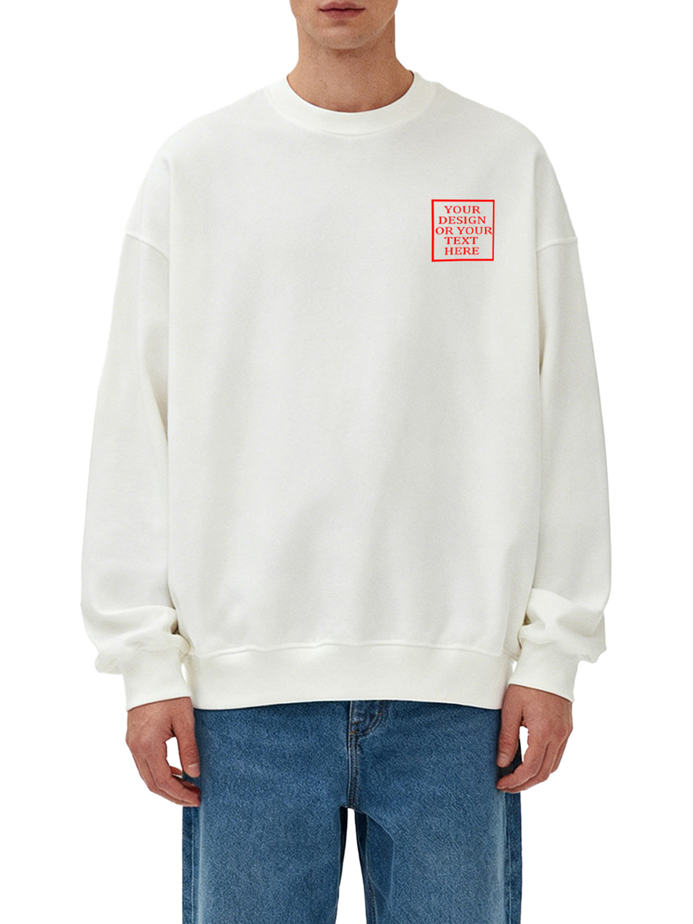 Customizable Men's Crew Neck Sweatshirt - Add your own photo/pattern/text design, machine washable crew neck sweatshirt, suitable for autumn/winter, Valentine's Day and holiday gifts, personalized sweatshirt