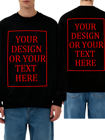 Customizable Men's Crew Neck Sweatshirt - Personalized text/photo/logo double-sided design, casual and comfortable fit, casual wear, personalized clothing | Street Style Hoodies | Machine washable, customizable hoodies