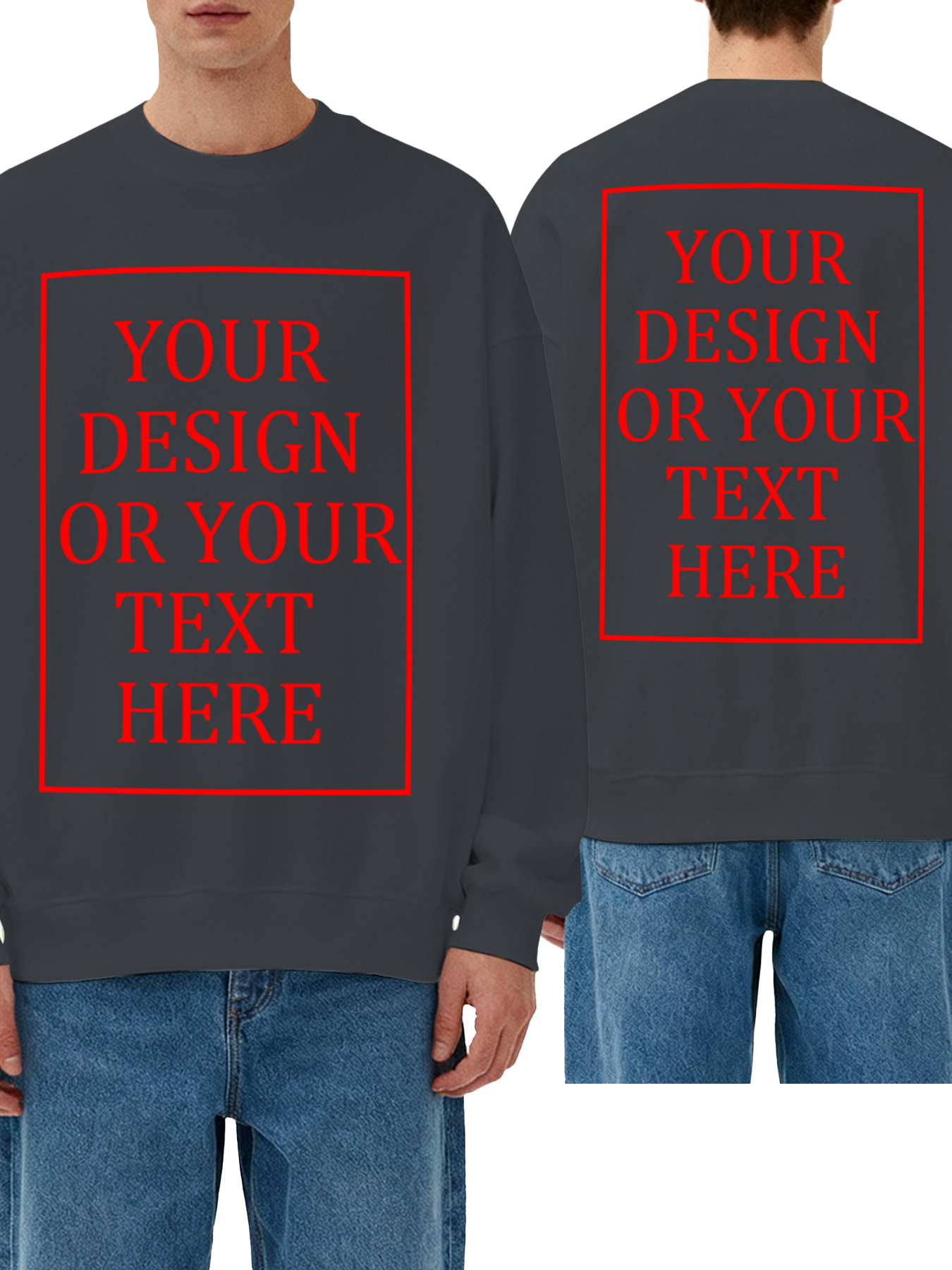 Customizable Men's Crew Neck Sweatshirt - Personalized text/photo/logo double-sided design, casual and comfortable fit, casual wear, personalized clothing | Street Style Hoodies | Machine washable, customizable hoodies
