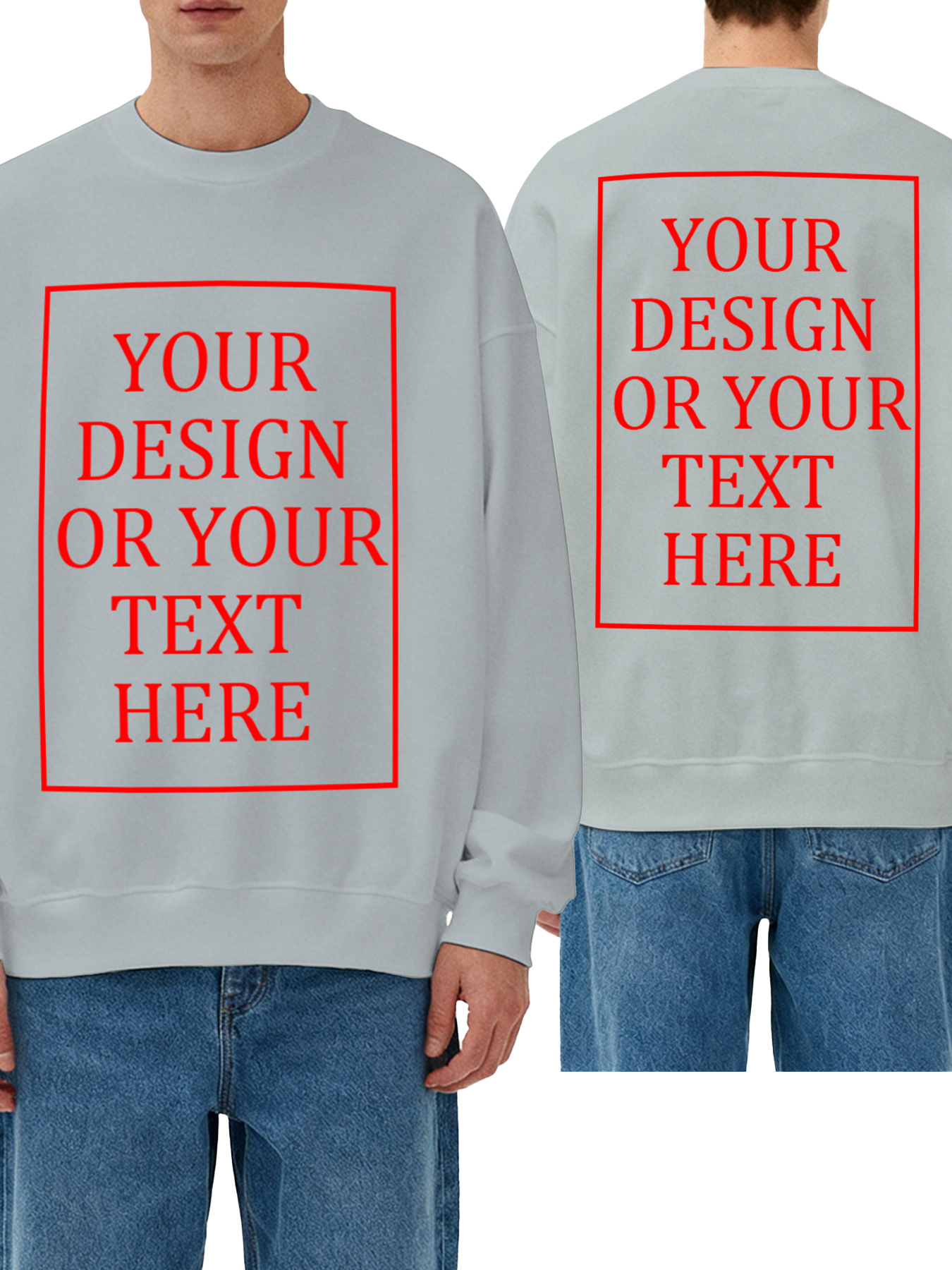 Customizable Men's Crew Neck Sweatshirt - Personalized text/photo/logo double-sided design, casual and comfortable fit, casual wear, personalized clothing | Street Style Hoodies | Machine washable, customizable hoodies