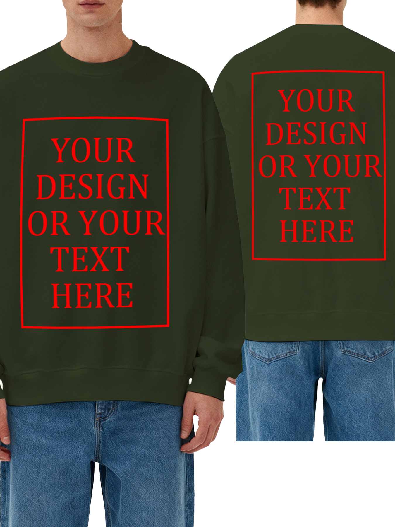 Customizable Men's Crew Neck Sweatshirt - Personalized text/photo/logo double-sided design, casual and comfortable fit, casual wear, personalized clothing | Street Style Hoodies | Machine washable, customizable hoodies