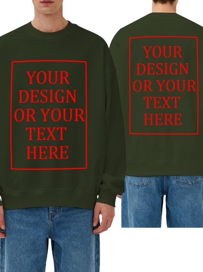 Customizable Men's Crew Neck Sweatshirt - Personalized text/photo/logo double-sided design, casual and comfortable fit, casual wear, personalized clothing | Street Style Hoodies | Machine washable, customizable hoodies