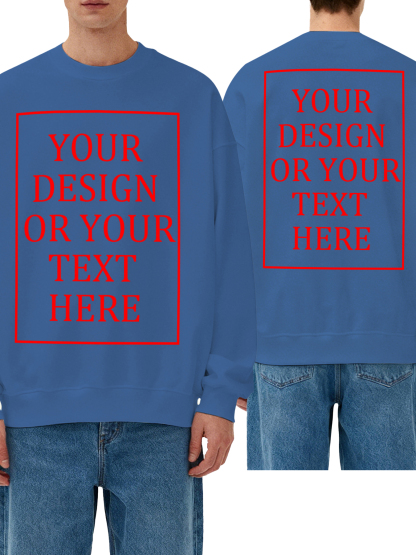 Customizable Men's Crew Neck Sweatshirt - Personalized text/photo/logo double-sided design, casual and comfortable fit, casual wear, personalized clothing | Street Style Hoodies | Machine washable, customizable hoodies