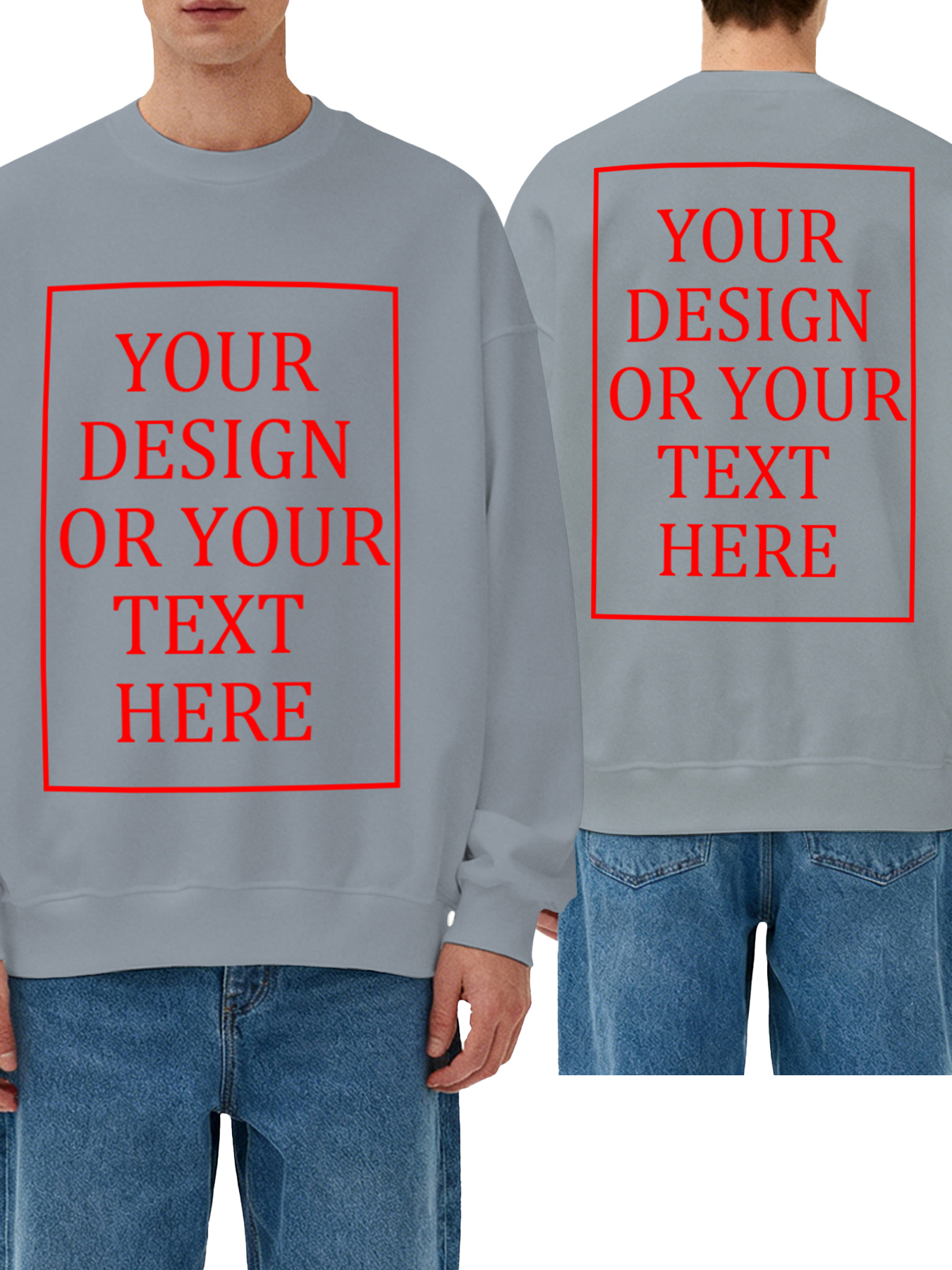 Customizable Men's Crew Neck Sweatshirt - Personalized text/photo/logo double-sided design, casual and comfortable fit, casual wear, personalized clothing | Street Style Hoodies | Machine washable, customizable hoodies