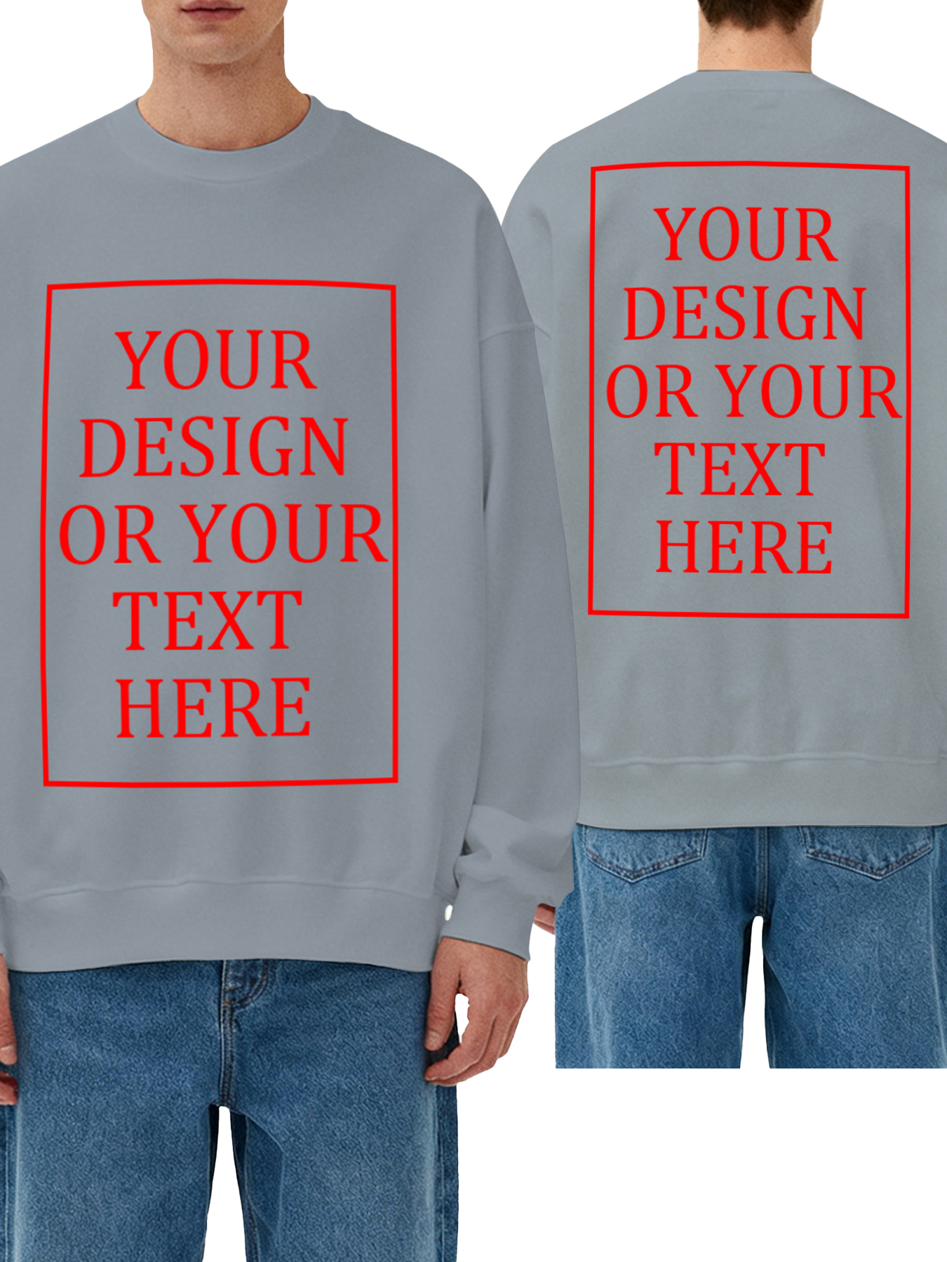 Customizable Men's Crew Neck Sweatshirt - Personalized text/photo/logo double-sided design, casual and comfortable fit, casual wear, personalized clothing | Street Style Hoodies | Machine washable, customizable hoodies