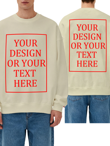 Customizable Men's Crew Neck Sweatshirt - Personalized text/photo/logo double-sided design, casual and comfortable fit, casual wear, personalized clothing | Street Style Hoodies | Machine washable, customizable hoodies