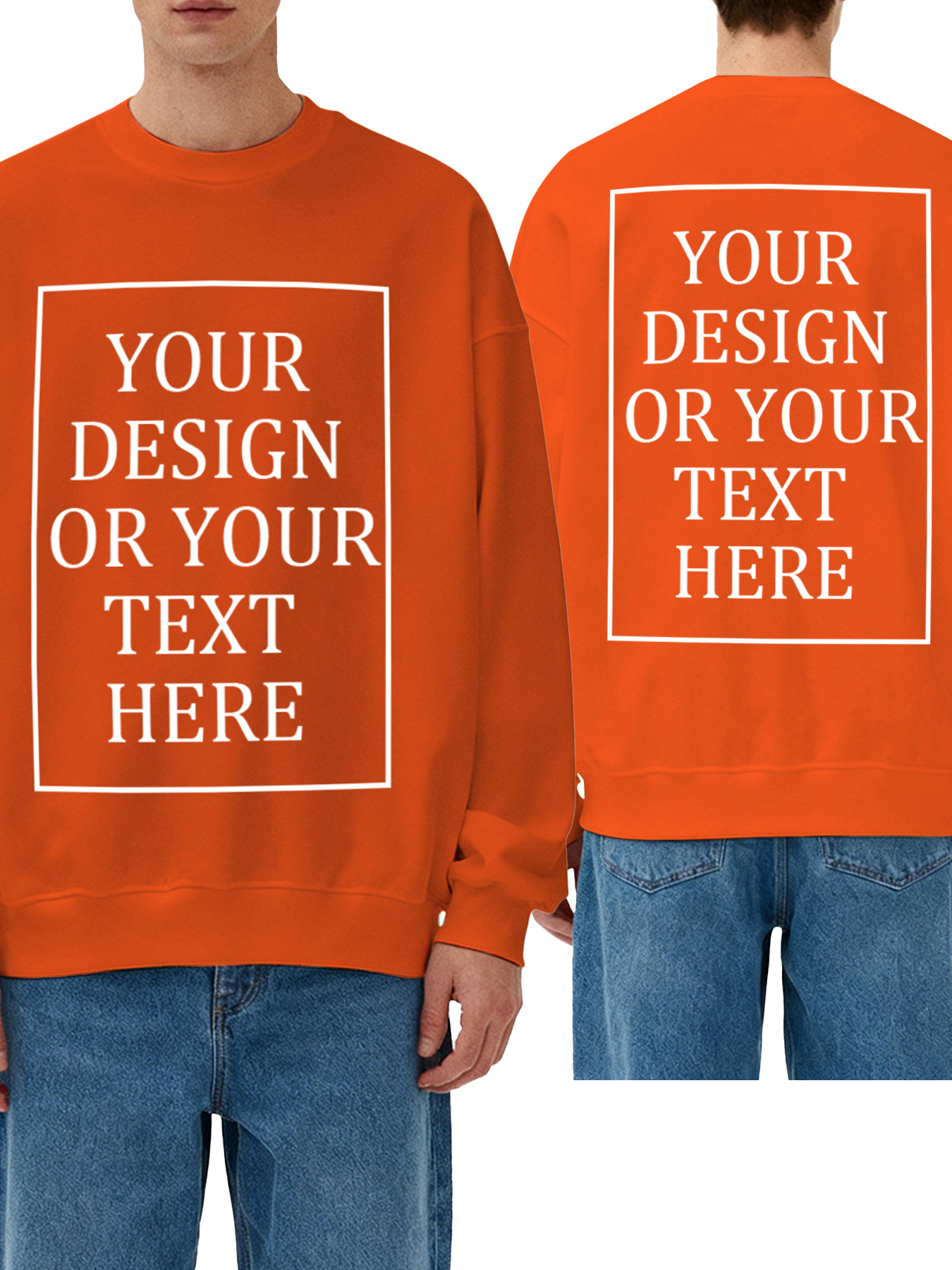 Customizable Men's Crew Neck Sweatshirt - Personalized text/photo/logo double-sided design, casual and comfortable fit, casual wear, personalized clothing | Street Style Hoodies | Machine washable, customizable hoodies