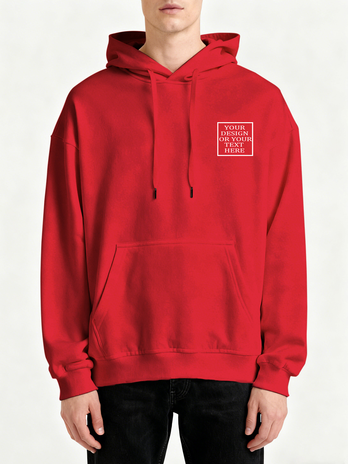 Customizable Men's Hooded Sweatshirt - Add your own photos/patterns/text designs. Machine washable hooded sweatshirt, perfect for fall/winter, Valentine's Day, and holiday gifts. Personalized hooded sweatshirt.