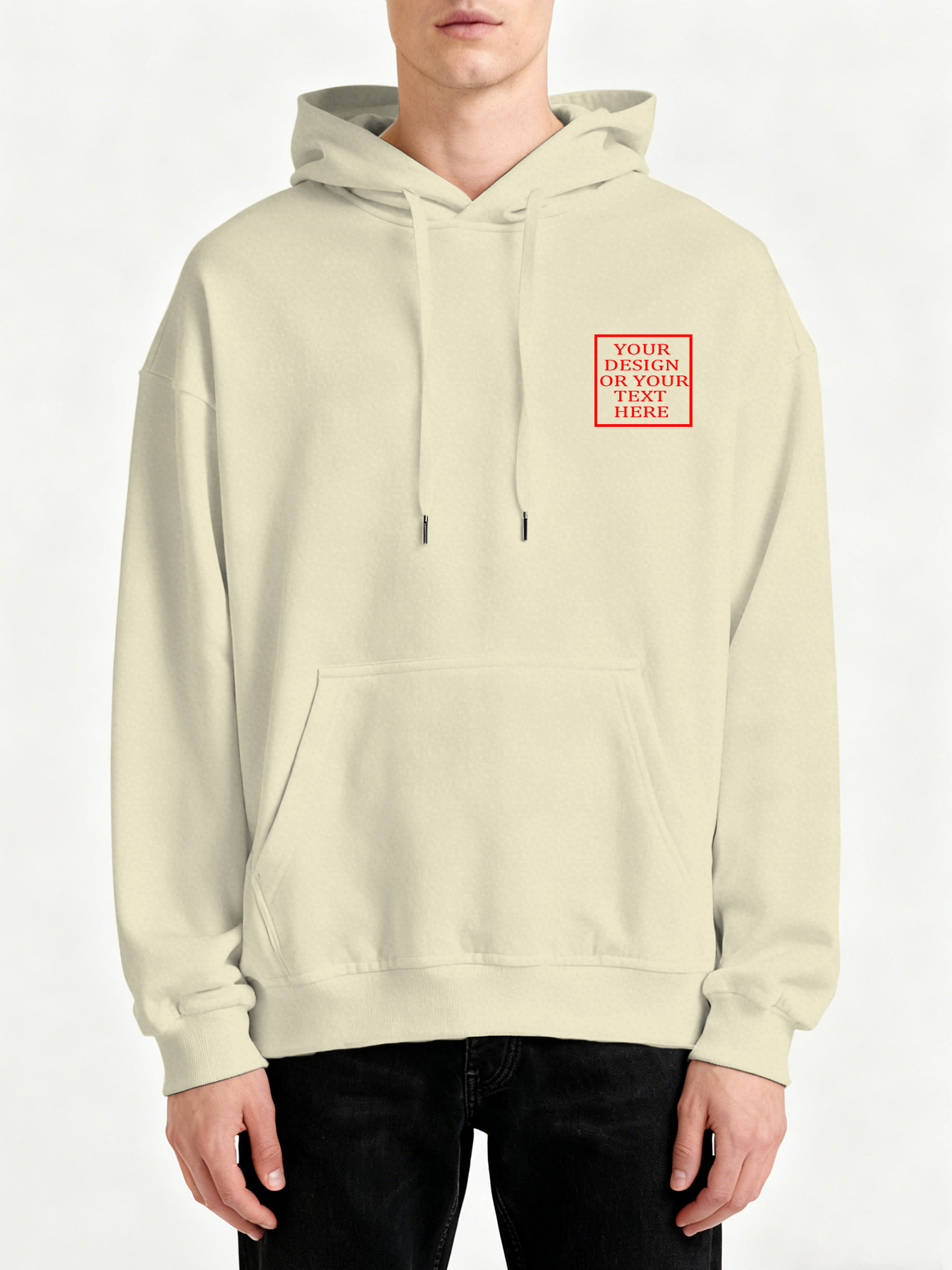 Customizable Men's Hooded Sweatshirt - Add your own photos/patterns/text designs. Machine washable hooded sweatshirt, perfect for fall/winter, Valentine's Day, and holiday gifts. Personalized hooded sweatshirt.