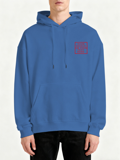 Customizable Men's Hooded Sweatshirt - Add your own photos/patterns/text designs. Machine washable hooded sweatshirt, perfect for fall/winter, Valentine's Day, and holiday gifts. Personalized hooded sweatshirt.
