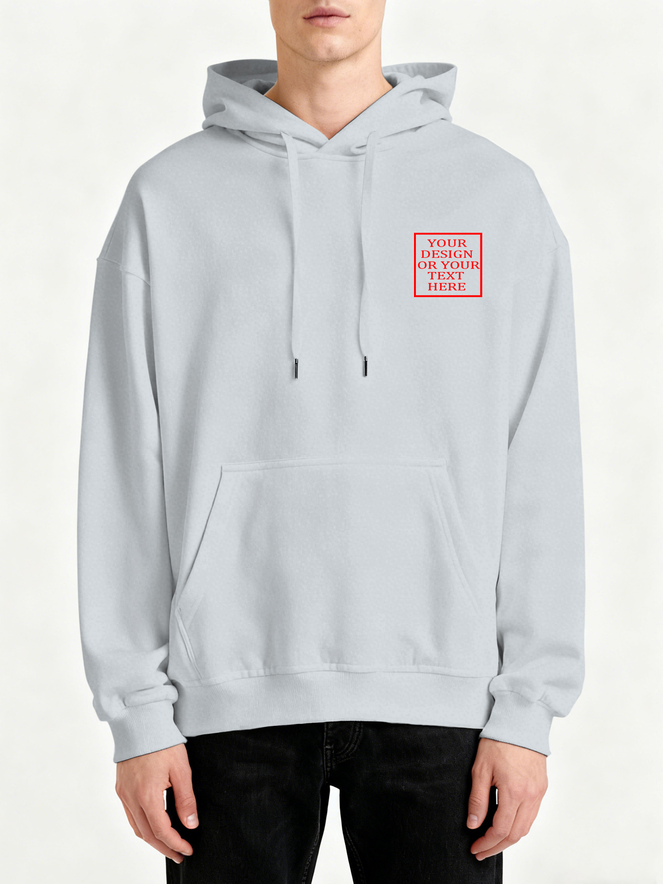 Customizable Men's Hooded Sweatshirt - Add your own photos/patterns/text designs. Machine washable hooded sweatshirt, perfect for fall/winter, Valentine's Day, and holiday gifts. Personalized hooded sweatshirt.