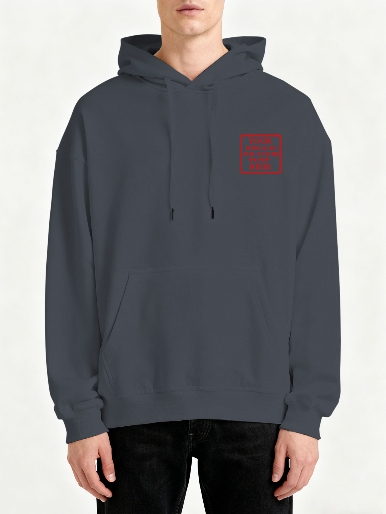 Customizable Men's Hooded Sweatshirt - Add your own photos/patterns/text designs. Machine washable hooded sweatshirt, perfect for fall/winter, Valentine's Day, and holiday gifts. Personalized hooded sweatshirt.