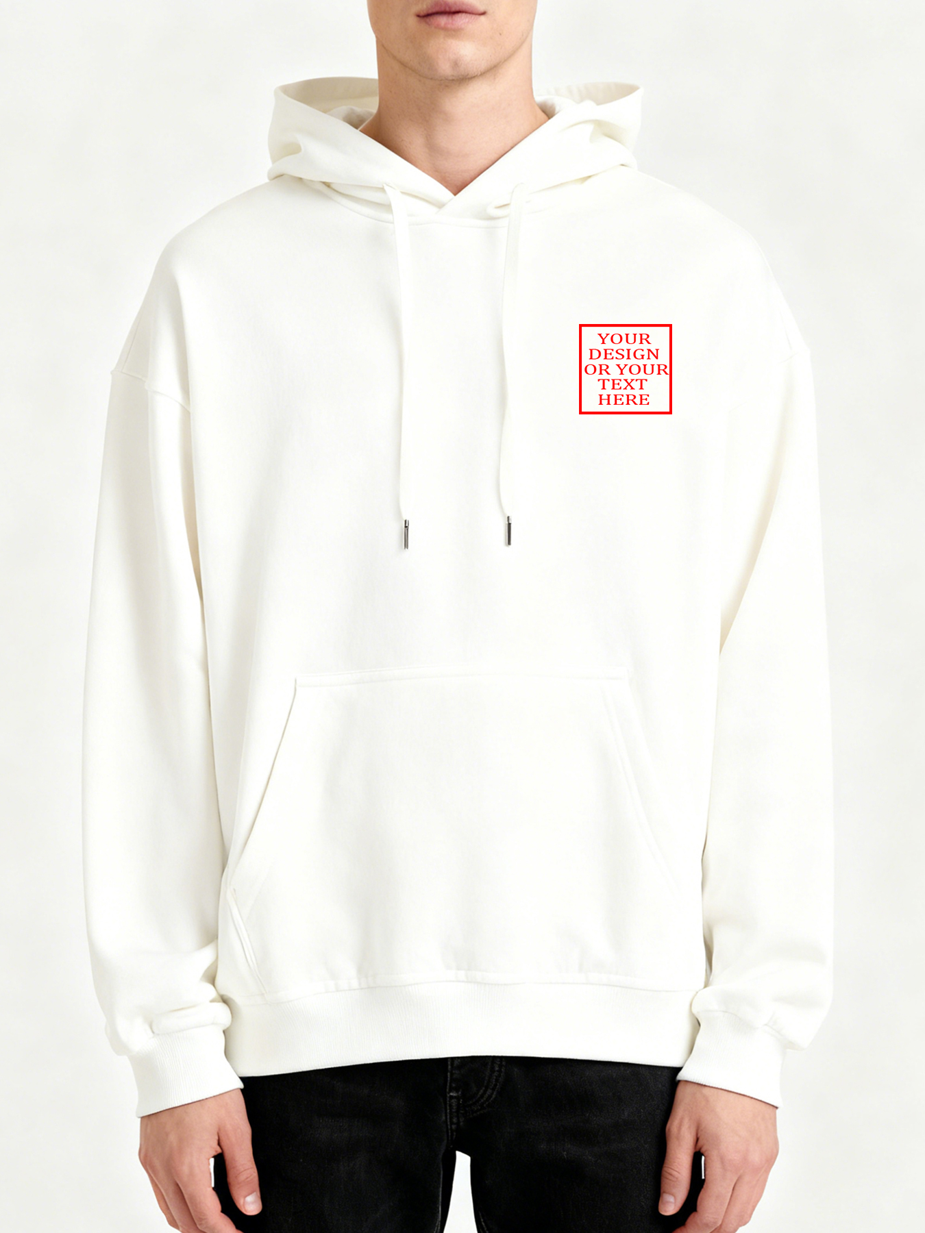 Customizable Men's Hooded Sweatshirt - Add your own photos/patterns/text designs. Machine washable hooded sweatshirt, perfect for fall/winter, Valentine's Day, and holiday gifts. Personalized hooded sweatshirt.