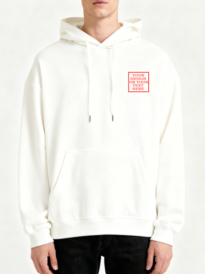 Customizable Men's Hooded Sweatshirt - Add your own photos/patterns/text designs. Machine washable hooded sweatshirt, perfect for fall/winter, Valentine's Day, and holiday gifts. Personalized hooded sweatshirt.