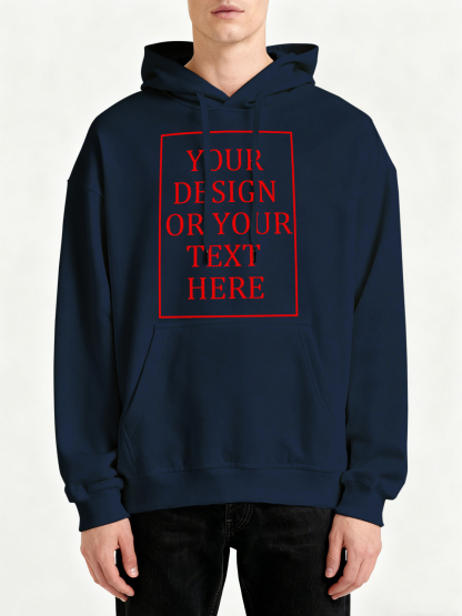 Customizable Men's Hooded Sweatshirt - Add your own photos/patterns/text designs. Machine washable hooded sweatshirt, perfect for fall/winter, Valentine's Day, and holiday gifts. Personalized hooded sweatshirt.