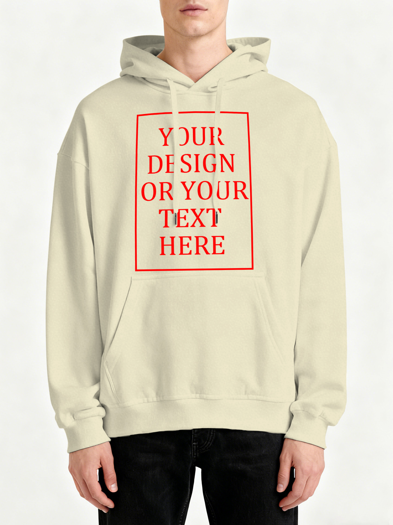 Customizable Men's Hooded Sweatshirt - Add your own photos/patterns/text designs. Machine washable hooded sweatshirt, perfect for fall/winter, Valentine's Day, and holiday gifts. Personalized hooded sweatshirt.