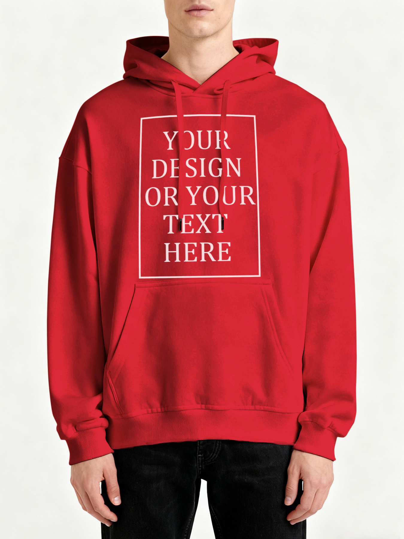 Customizable Men's Hooded Sweatshirt - Add your own photos/patterns/text designs. Machine washable hooded sweatshirt, perfect for fall/winter, Valentine's Day, and holiday gifts. Personalized hooded sweatshirt.